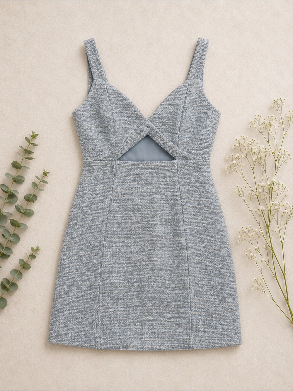 Le Lis Front Cut Out Tweed Dress